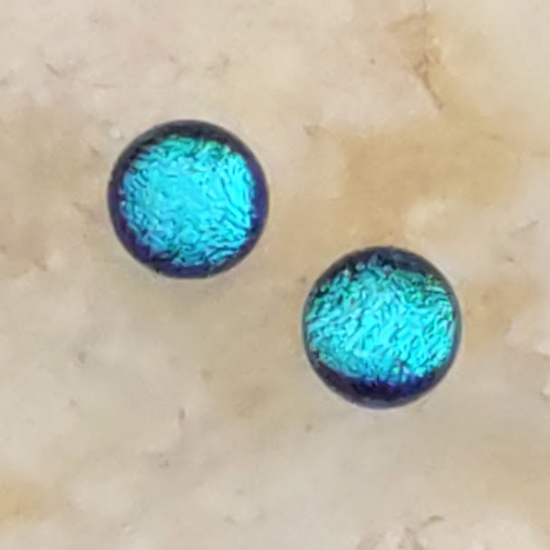 Blue Dichroic Fused Glass Post Earring Wholesale