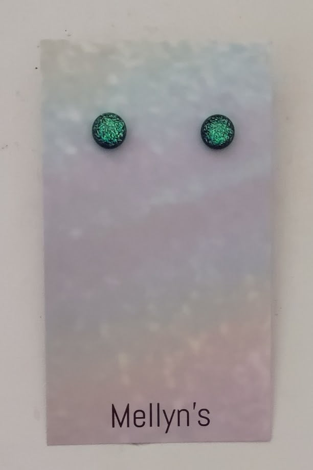 Green/Blue Dichroic Fused Glass Post Earring Wholesale