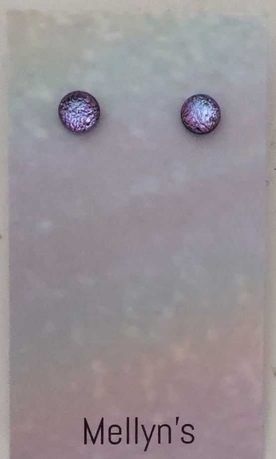 Pink with Purple Dichroic Fused Glass Post Earring Wholesale