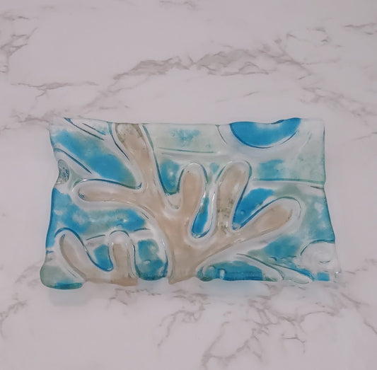Fused Glass Ocean Scene Soap Dish