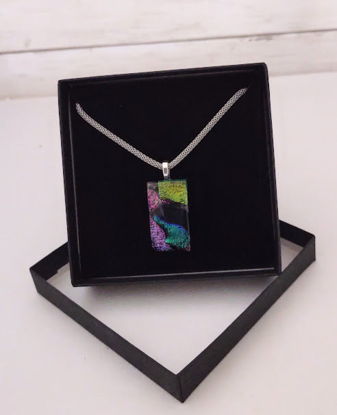 Stunning Dichroic Pendant with Mesh Chain