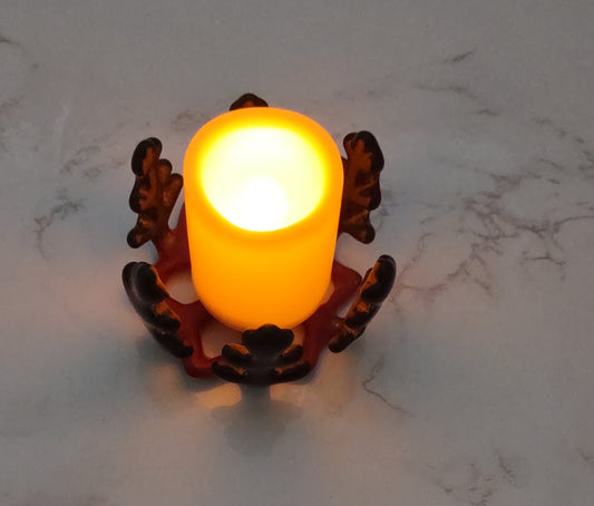 Red and Green Fused Glass Snowflake Glass Votive Candle Holder