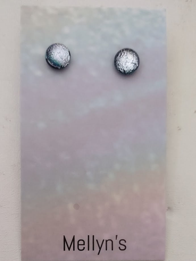 Starter Pack 3 (12pairs) Pink, Silver, Turquoise, Green Dichroic Fused Glass Post Earrings Wholesale