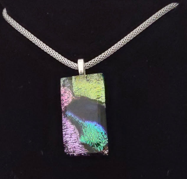 Stunning Dichroic Pendant with Mesh Chain