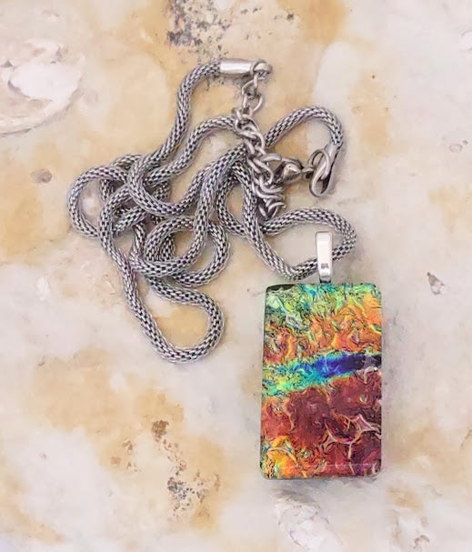 Fused Glass Dichroic Pendant