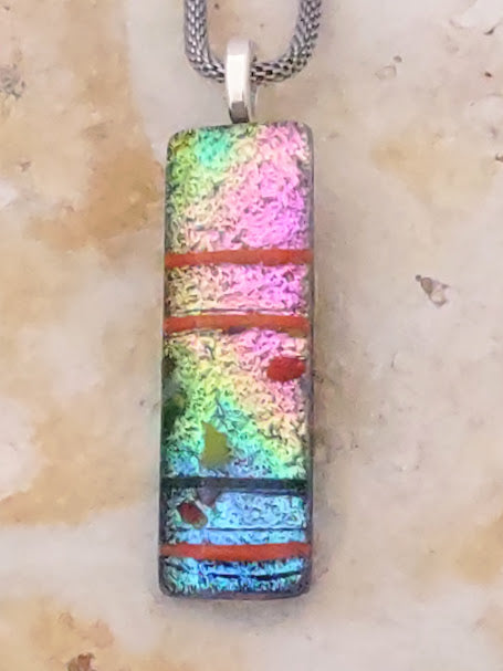 Fused Glass Dichroic Multi-Color Pendant