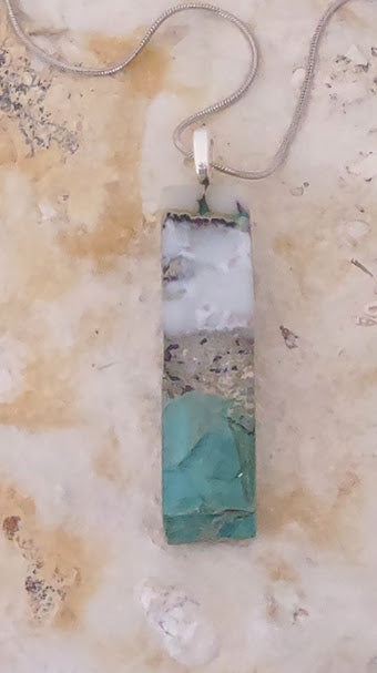 Unique Fused Glass Pebble Pendant