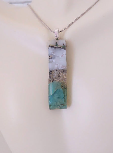 Unique Fused Glass Pebble Pendant