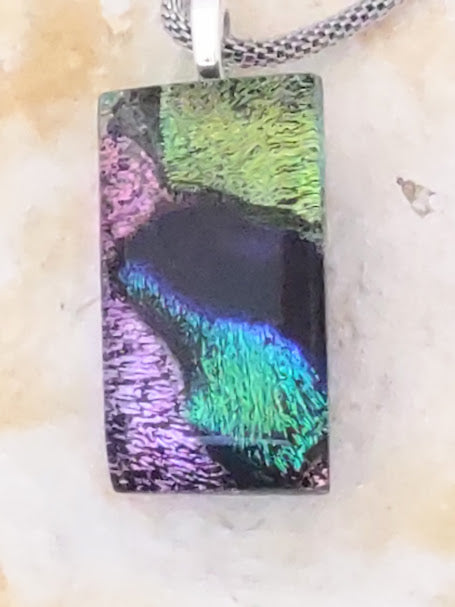 Stunning Dichroic Pendant with Mesh Chain