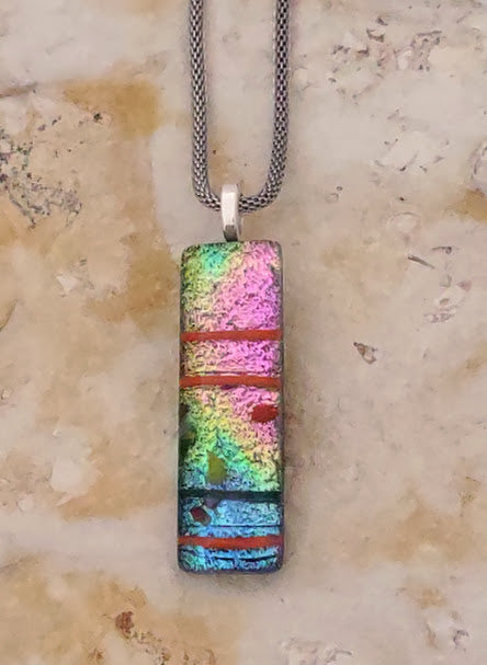 Fused Glass Dichroic Multi-Color Pendant