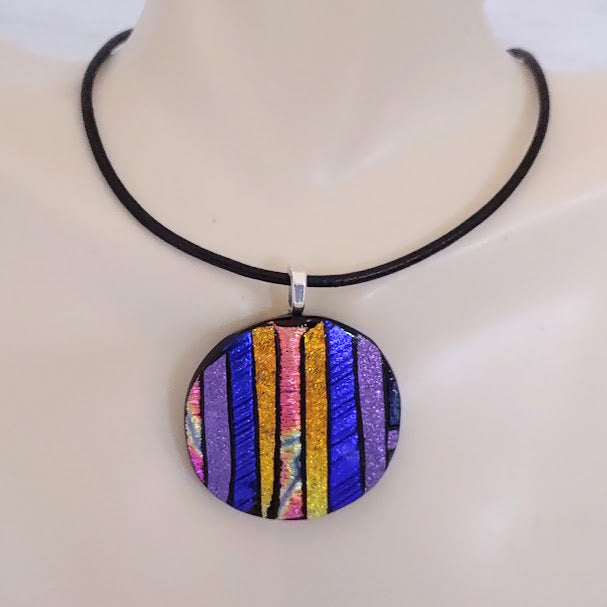 Mosaic Style Multi-Color Fused Glass Dichroic Pendant