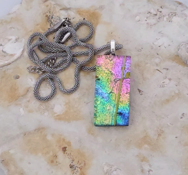 Fused Glass Multi-Color Dichroic Pendant
