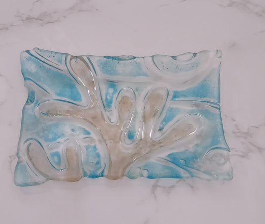 Ocean Scene Fused Glass Soap Dish