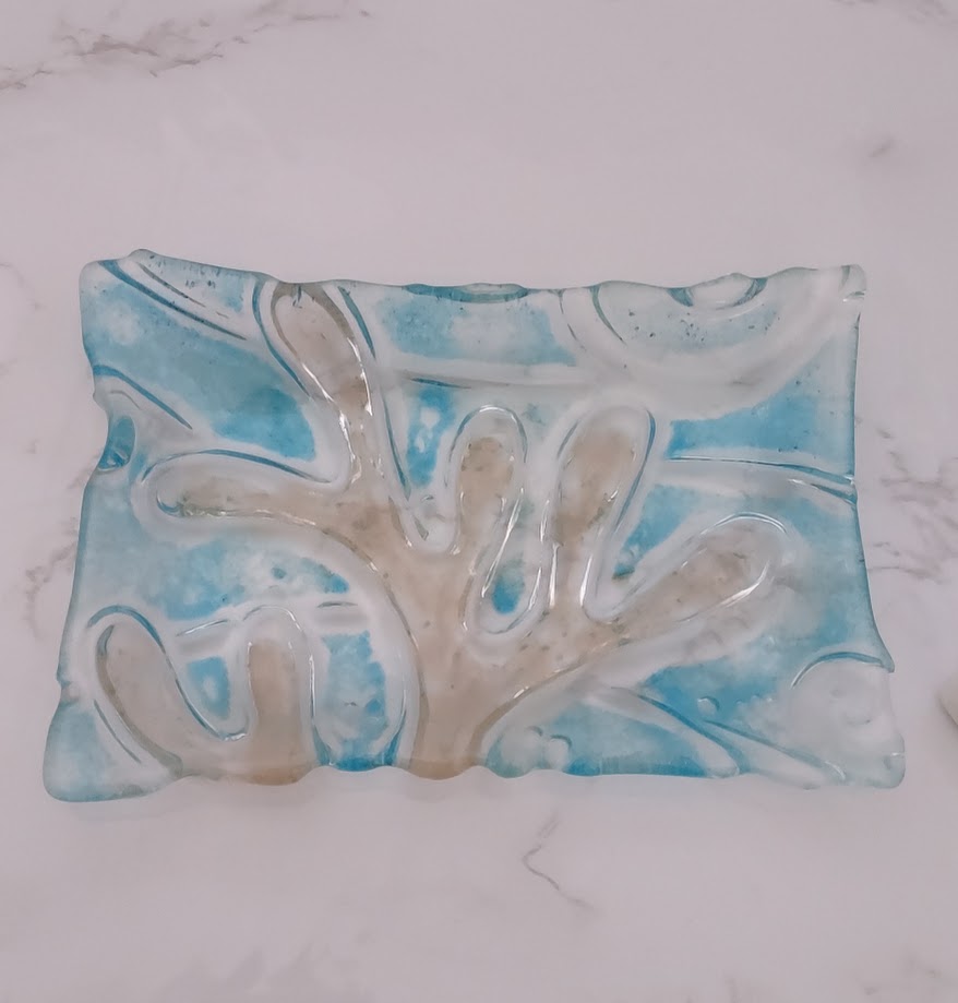 Ocean Scene Fused Glass Soap Dish
