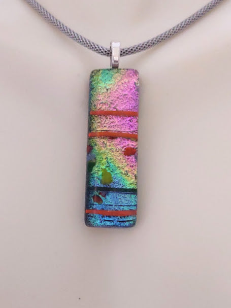 Fused Glass Dichroic Multi-Color Pendant