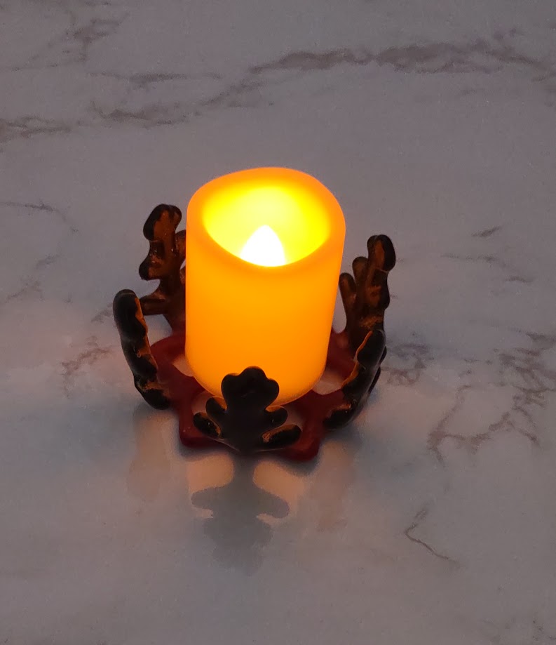 Red and Green Fused Glass Snowflake Glass Votive Candle Holder