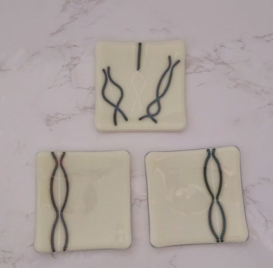 Set of 3 Fused Glass Reactive Glass Plates