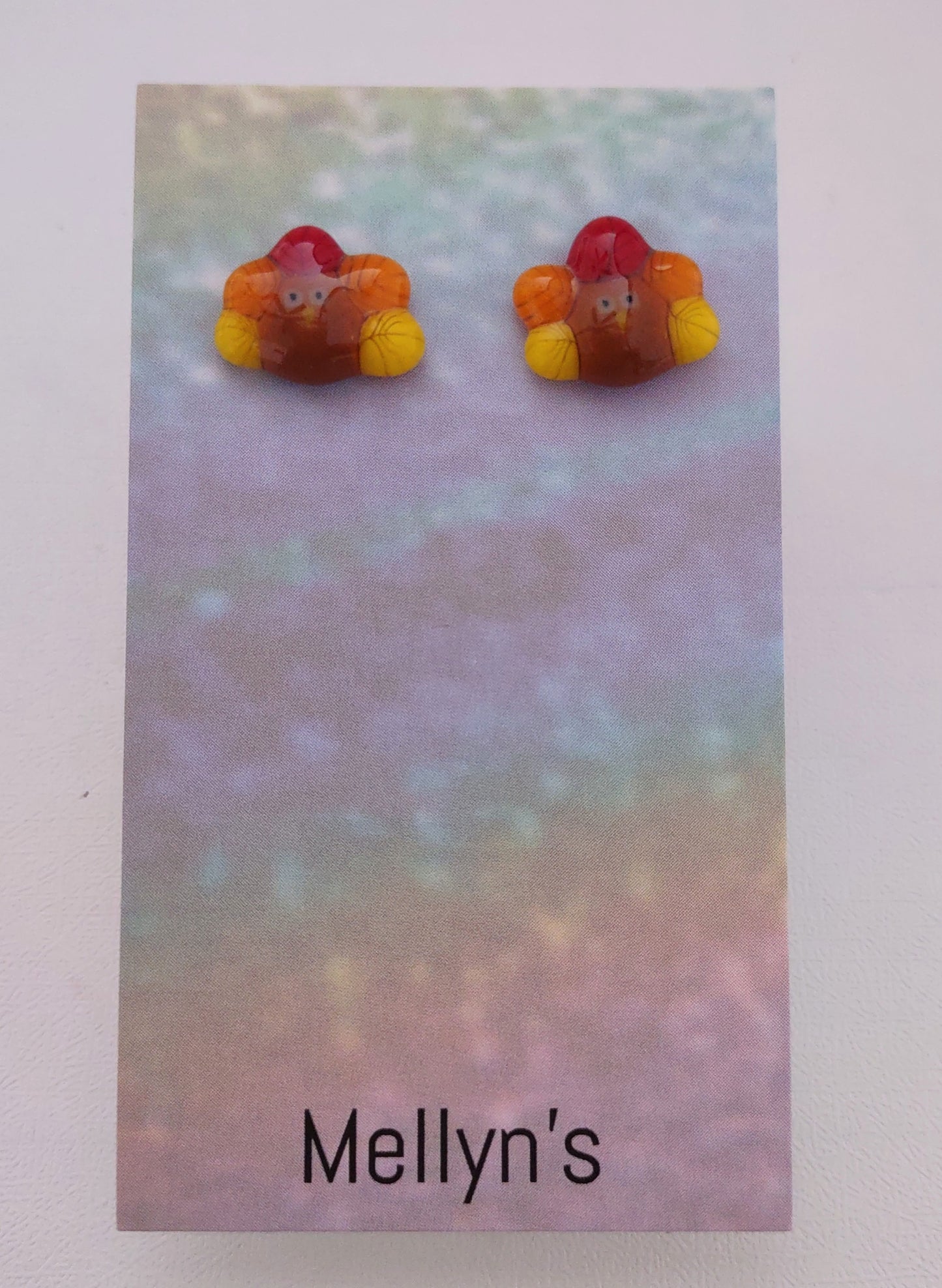 Fused Glass Turkey Post Earrings