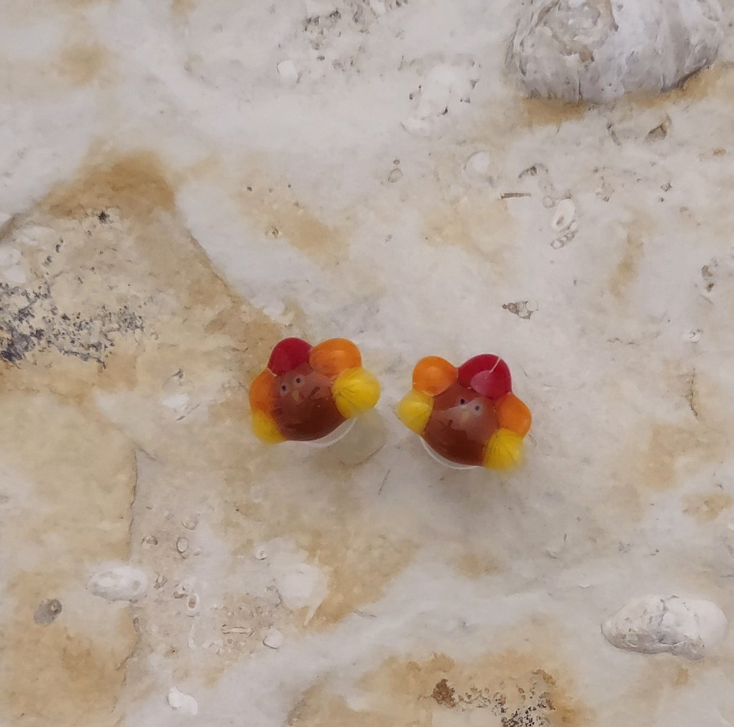 Fused Glass Turkey Post Earrings