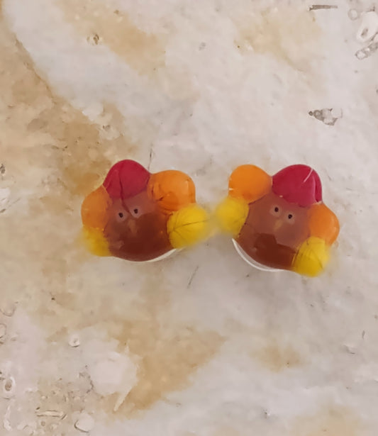 Fused Glass Turkey Post Earrings