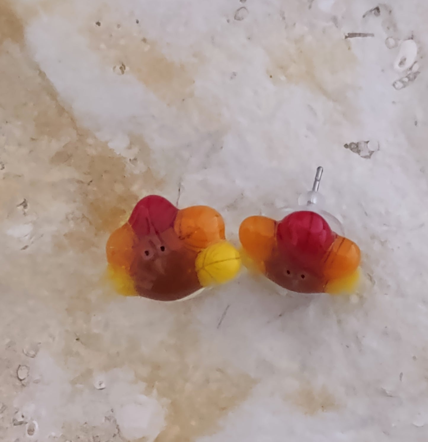 Fused Glass Turkey Post Earrings
