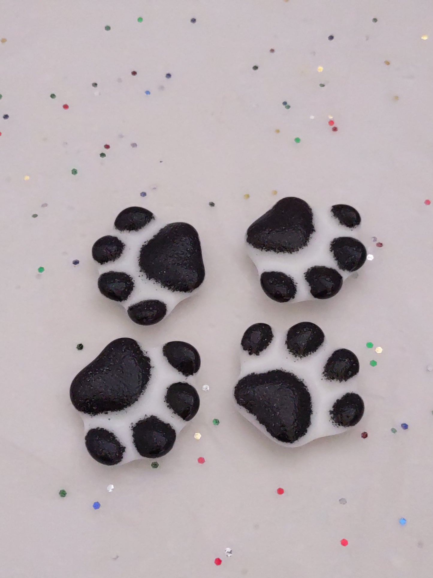 Fused Glass Paw Magnets, Set of 4 Fused Glass Refrigerator Magnets