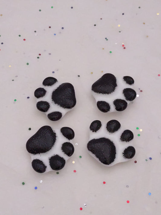 Fused Glass Paw Magnets, Set of 4 Fused Glass Refrigerator Magnets
