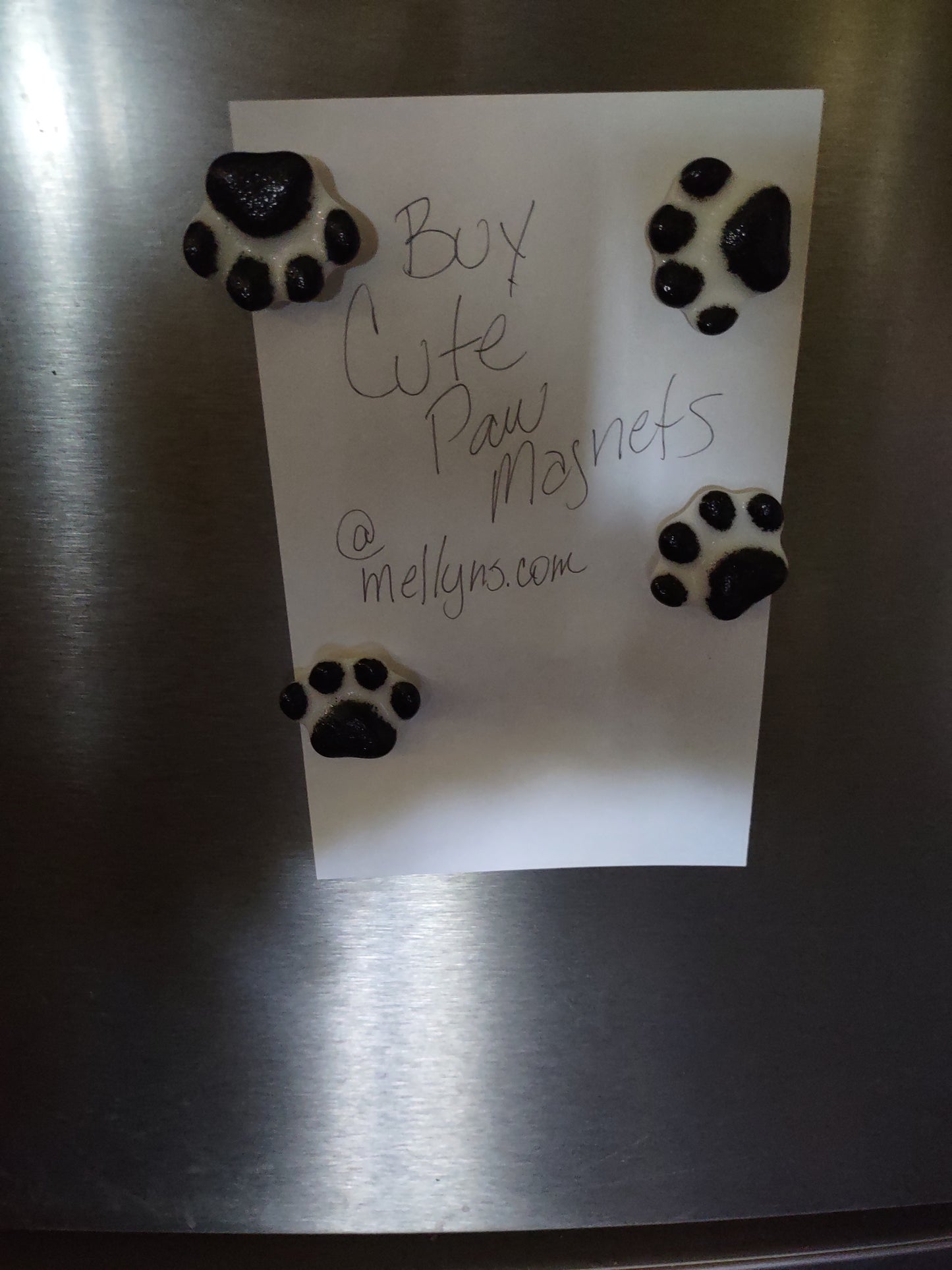 Fused Glass Paw Magnets, Set of 4 Fused Glass Refrigerator Magnets
