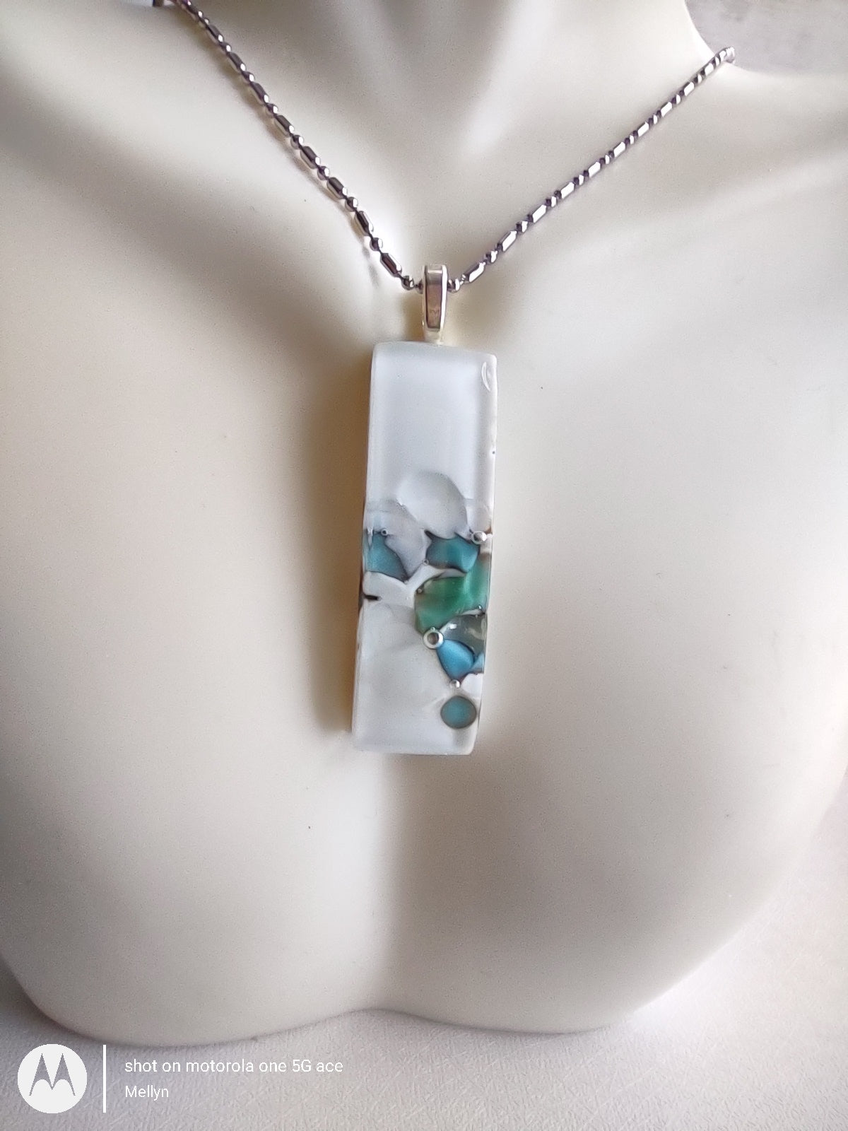 Off-White Reactive Fused Glass Pendant