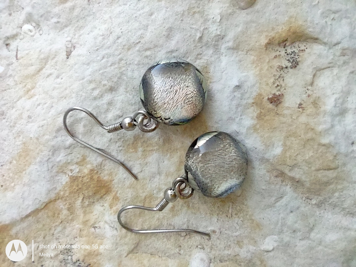 Shimmery Dichroic Fused Glass Dangle Earrings