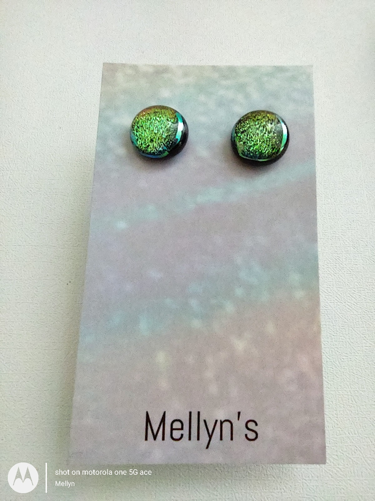 Green Dichroic Post Earrings