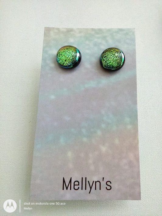 Green Dichroic Post Earrings
