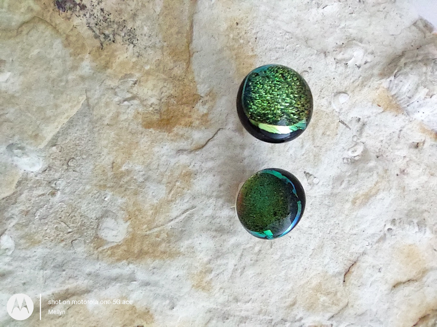 Green Dichroic Post Earrings