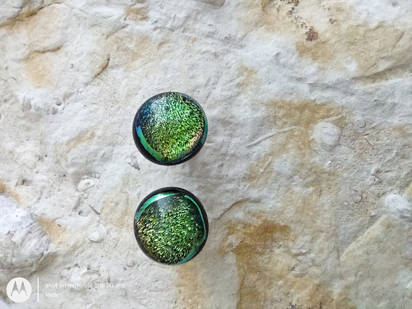 Green Dichroic Post Earrings