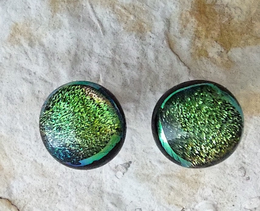 Green Dichroic Post Earrings