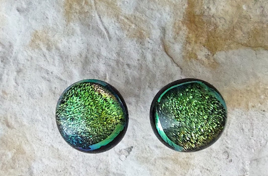 Green Dichroic Post Earrings