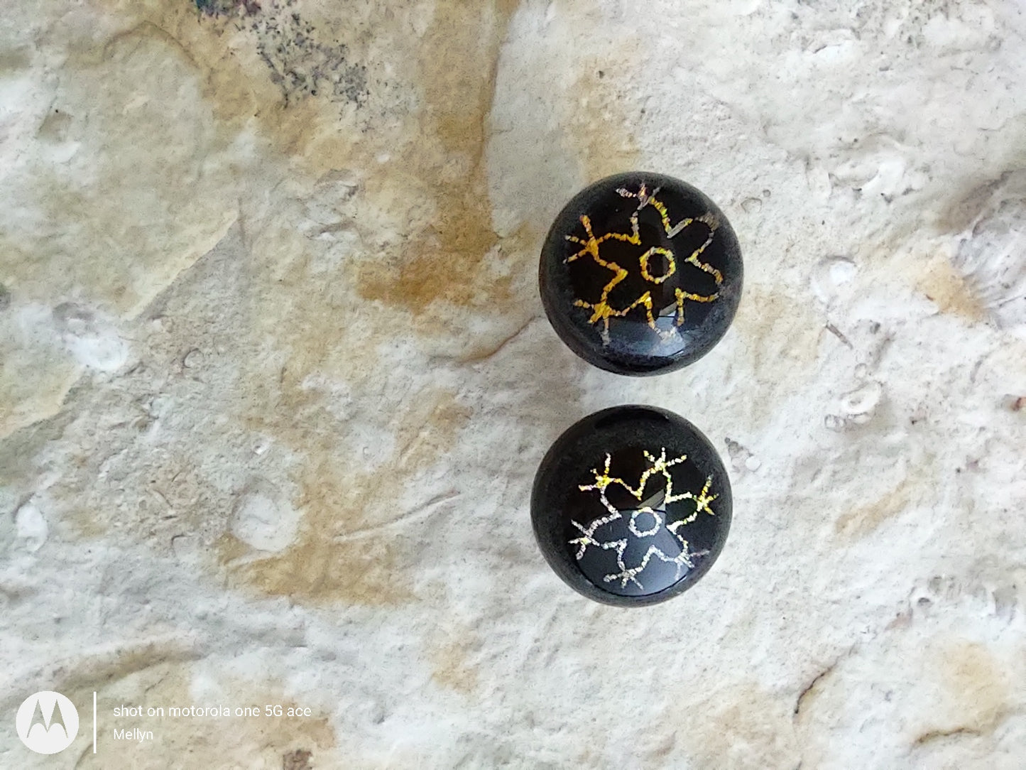 Dichroic Post Earrings with Snowflake