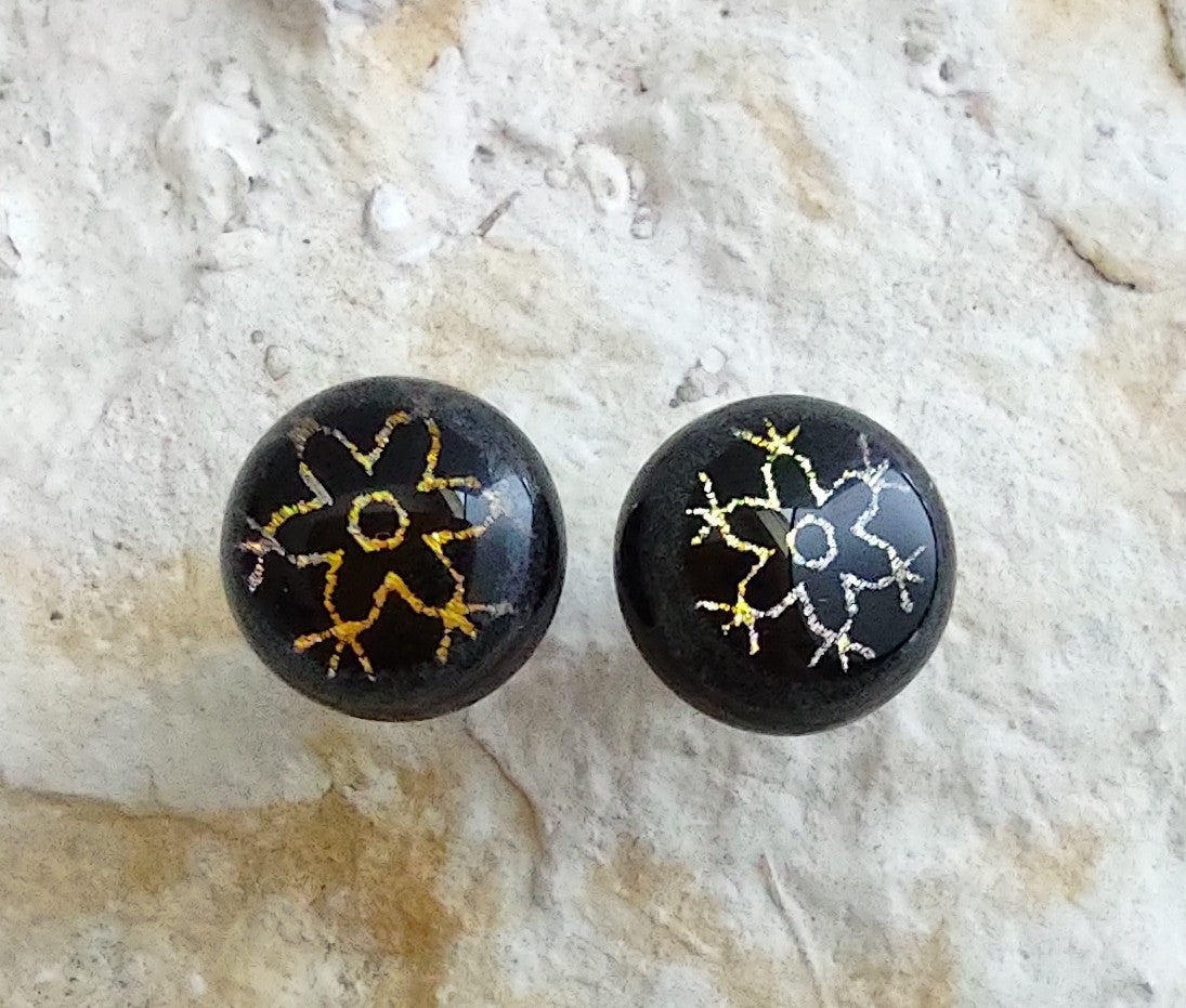 Dichroic Post Earrings with Snowflake