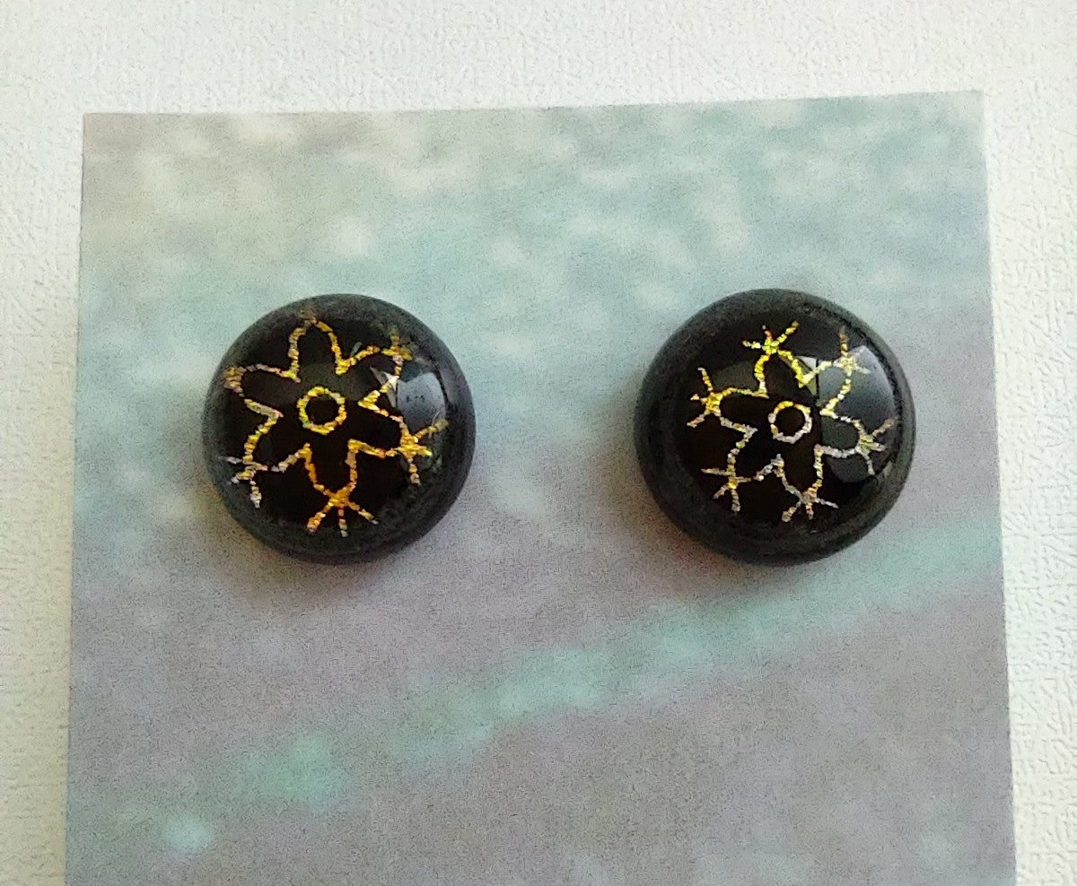 Dichroic Post Earrings with Snowflake