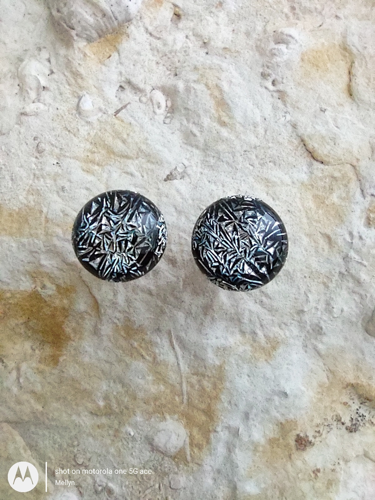 Silver Crinkle Dichroic Post Earrings