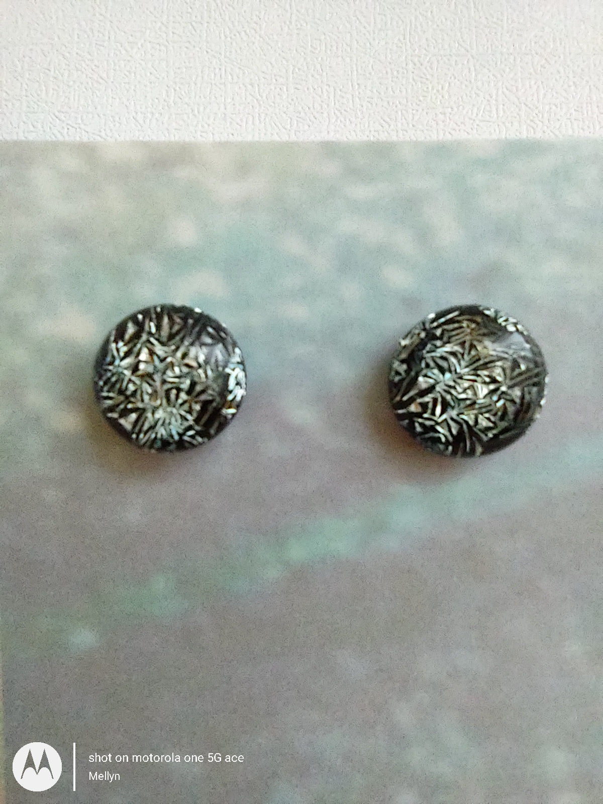 Silver Crinkle Dichroic Post Earrings
