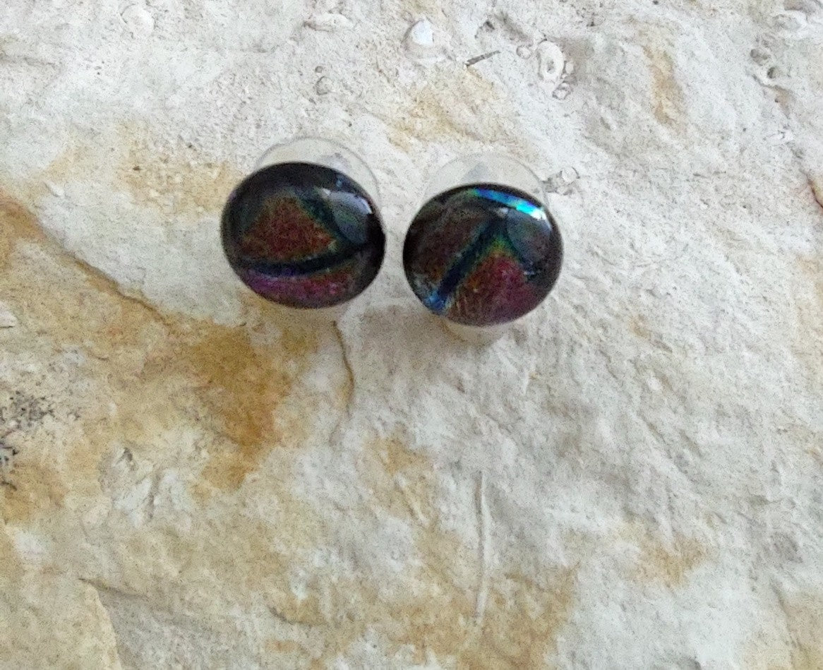 Purple Dichroic with Fused Glass Post Earring