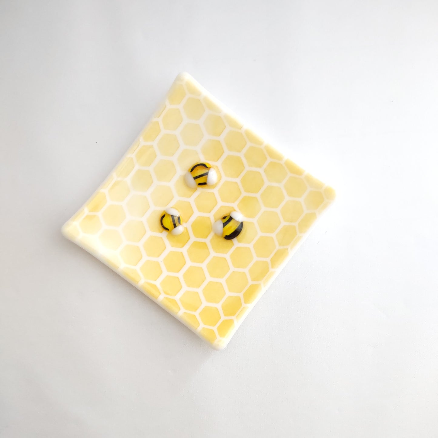 Larger Honeycomb with Bee Glass Trinket Dish