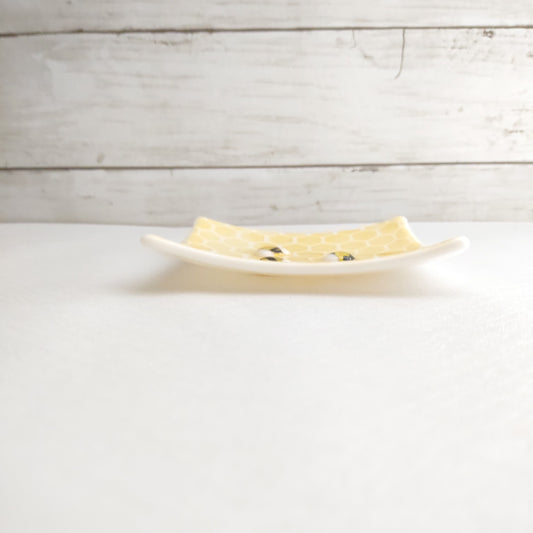 Larger Honeycomb with Bee Glass Trinket Dish