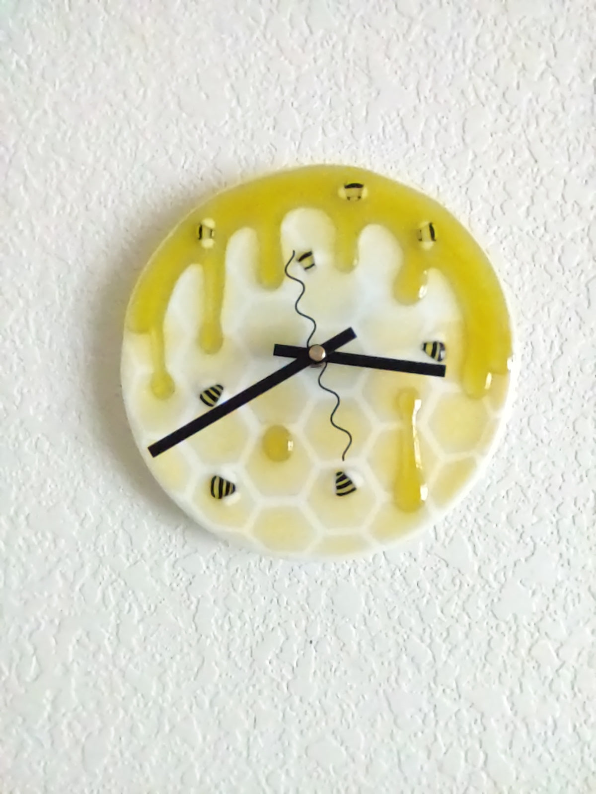 Fused Glass Dripping Honey Bee Clock