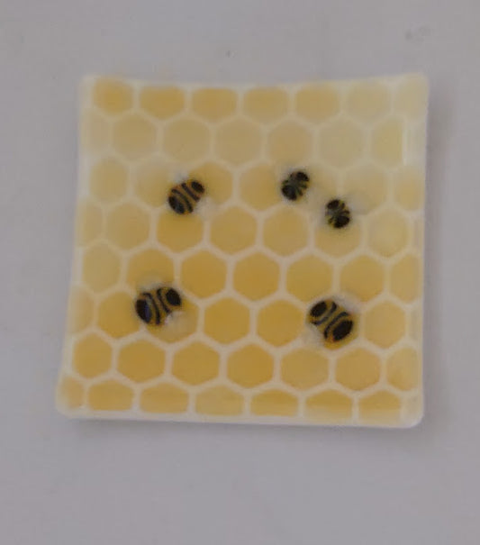 Larger Honeycomb with Bee Glass Trinket Dish Wholesale