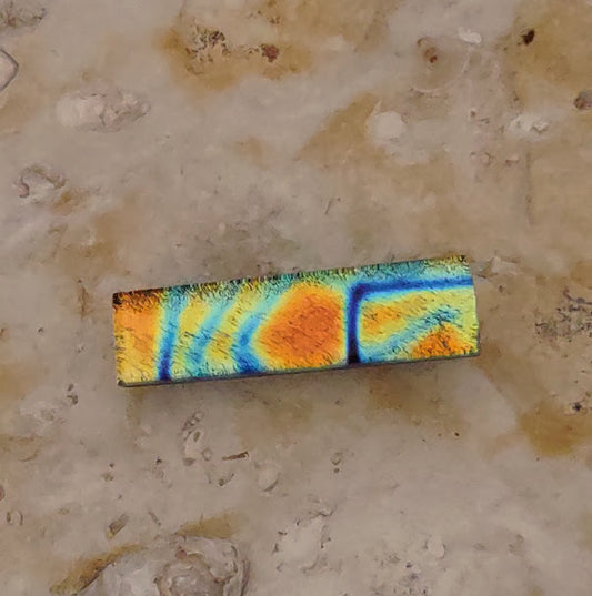 Blue and Orange Dichroic Men's Tie Clip Handmade