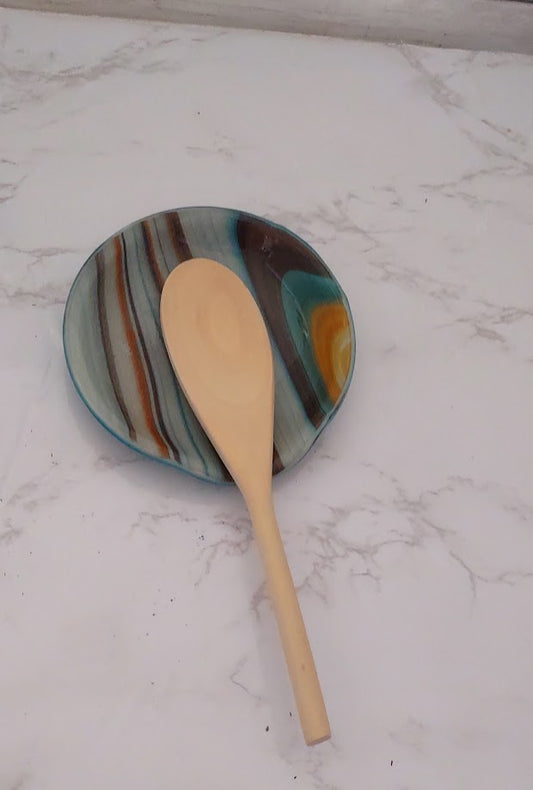 Southwest Colors Round Fused Glass Spoon Rest