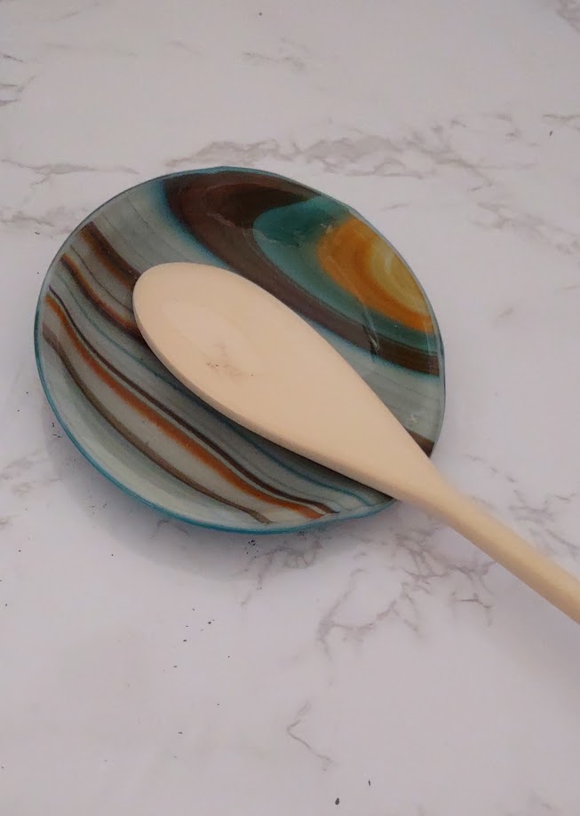 Southwest Colors Round Fused Glass Spoon Rest