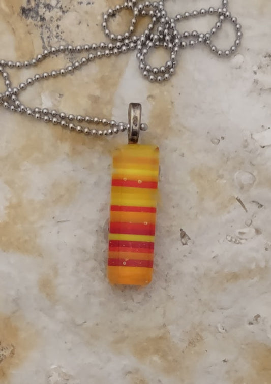 Fused Glass Orange/Yellow Striped pendant